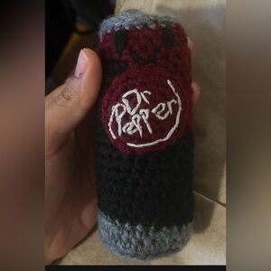 Handmade crochet Dr Pepper Can